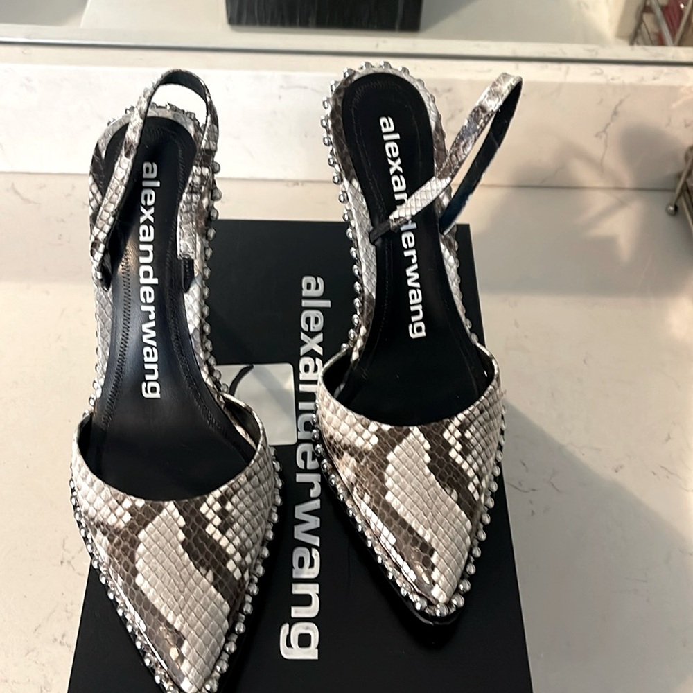 Brand New Alexander Wang Rina Snake Print Embossed Pumps - Size 39